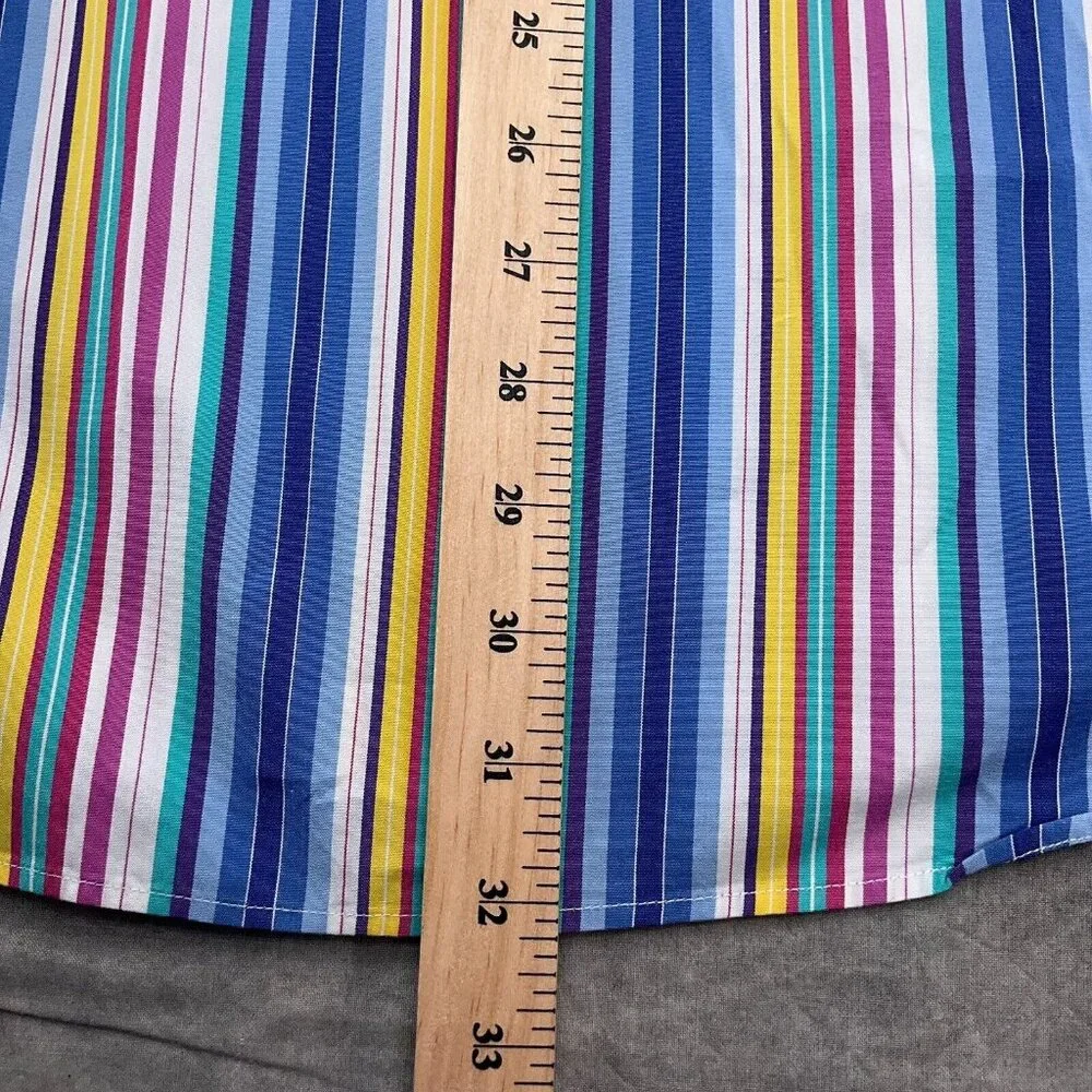 Polo Ralph‎ Lauren Shirt Men Large Blue Yellow Rainbow Stripe Curham Cotton
